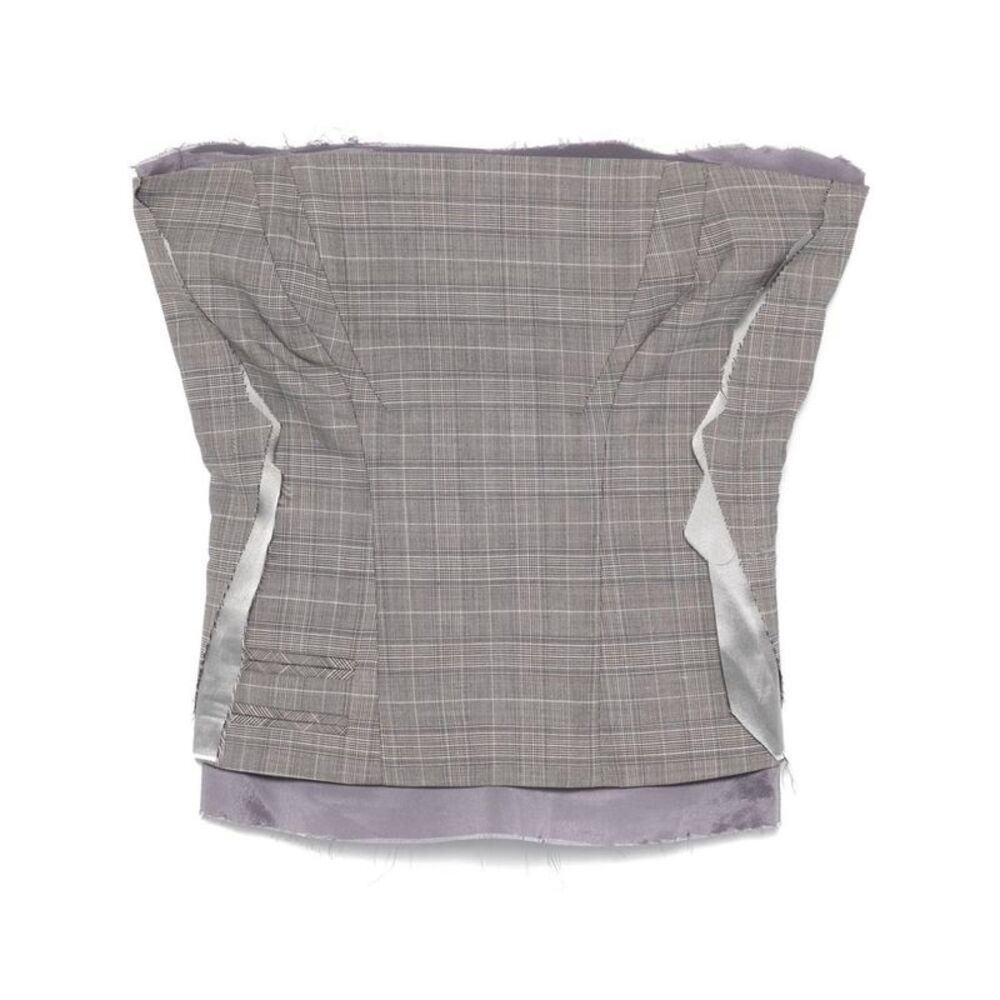 OTTOLINGER Deconstructed Plaid Tailored Bustier Top Women GREY T-Shirts & Tops